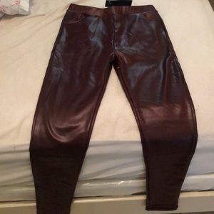 Burgundy Leather Leggings